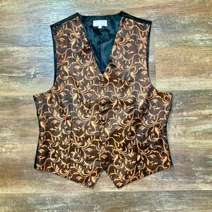 Angelino For Bermuda Men's XL Black & Orange Paisley Formal Waistcoat Vest